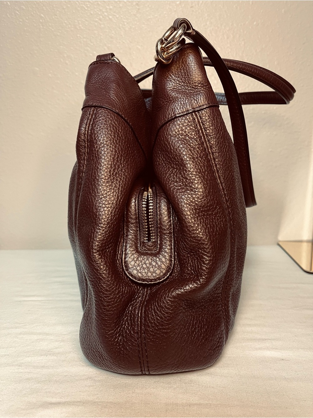Coach Lexy Pebbled Leather Shoulder Bag in Oxblood - Picture 3 of 15